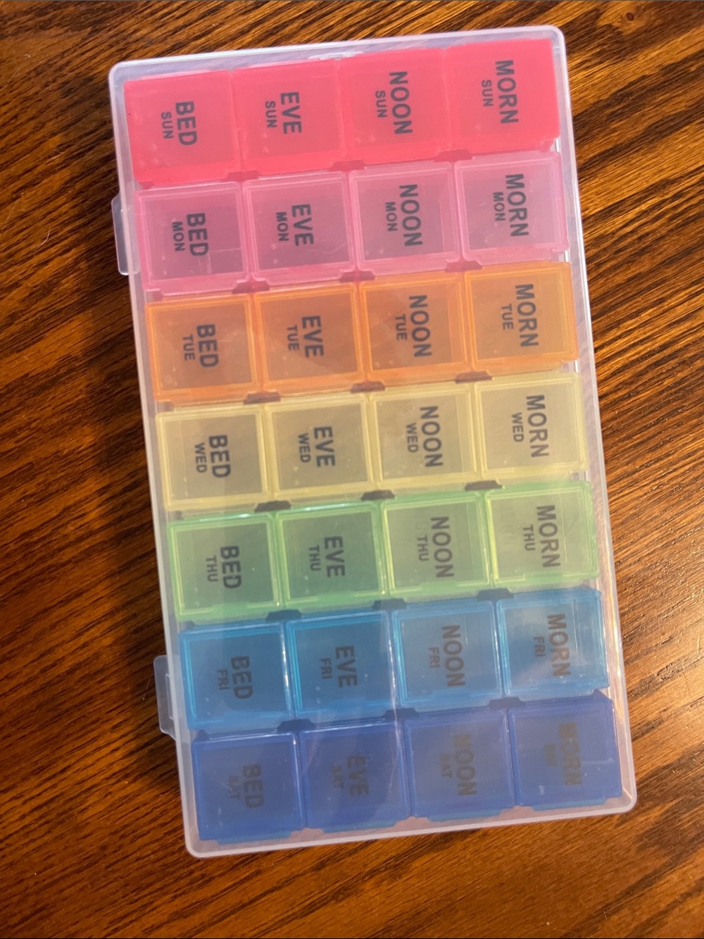 7-Day Rainbow Pill Organizer - Color-Coded AM/PM Compartments